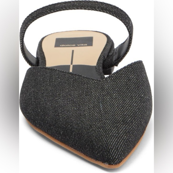 NEW Dolce Vita Black Denim Mule Flats - Picture 3 of 7